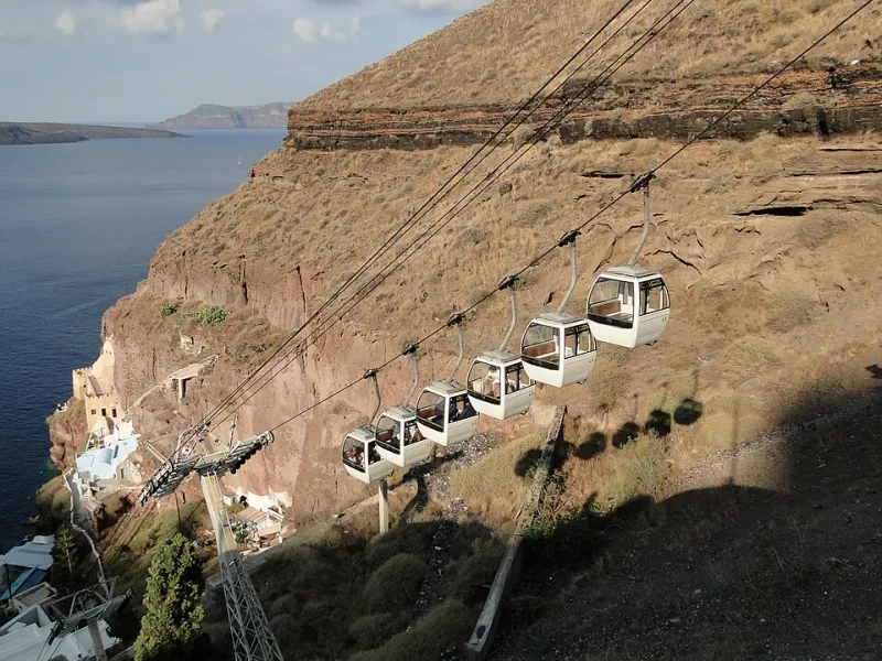 Τέσσερις εποχές, μία διαδρομή: Πώς μεταμορφώνεται το τελεφερίκ της Σαντορίνης κατά τη διάρκεια του χρόνου
